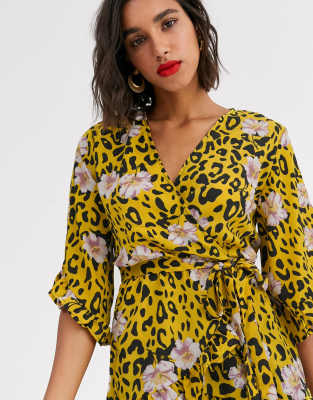 ax paris yellow animal print dress