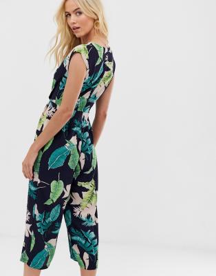 ax paris navy floral culotte jumpsuit