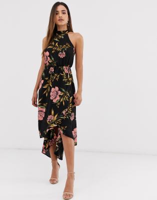 halter neck floral dress