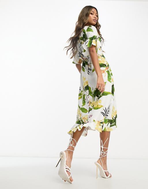 Max studio flutter hot sale sleeve floral midi dress