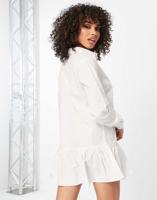 AX Paris frill hem shirt dress in white | ASOS
