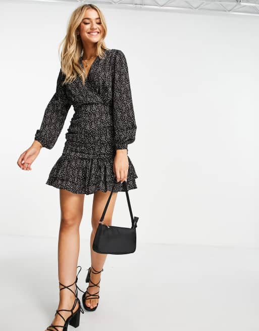 AX Paris - Gerimpelde mini-jurk met bloemenprint