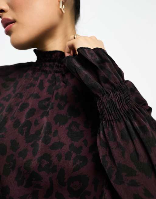 AX Paris high neck culotte jumpsuit in plum animal print, 3 of 4