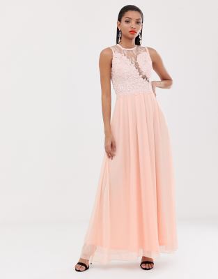 pink high neck maxi dress