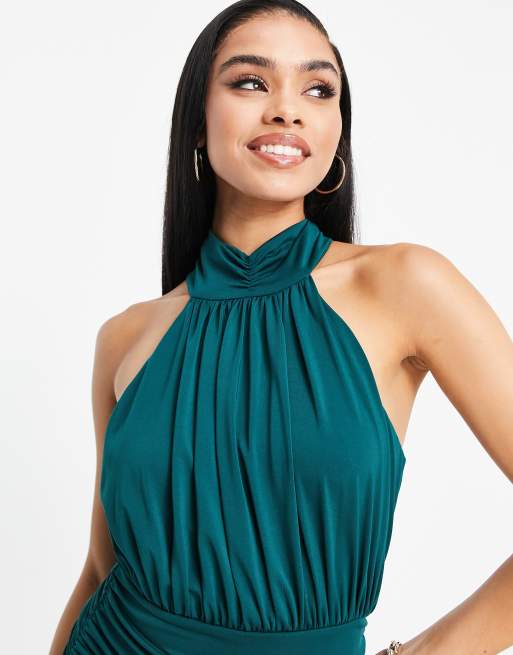 AX Paris high neck midi pencil dress in green