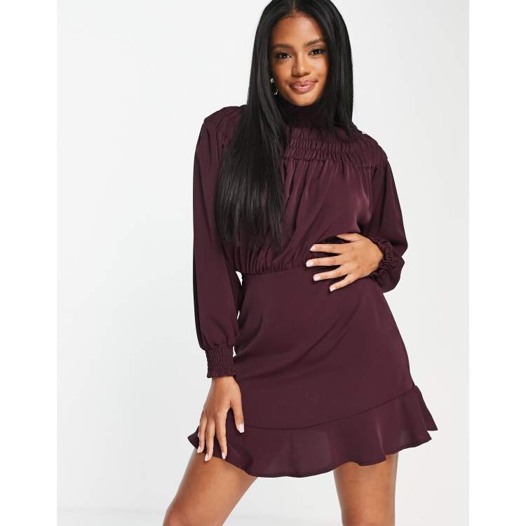 AX Paris high neck mini dress in plum ASOS