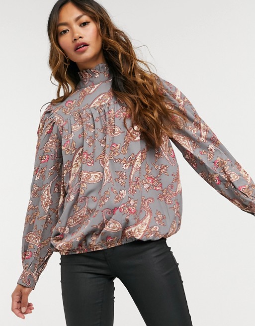 AX Paris high neck smock blouse in paisley