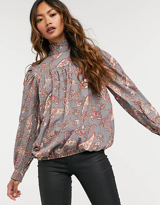 AX Paris high neck smock blouse in paisley | ASOS