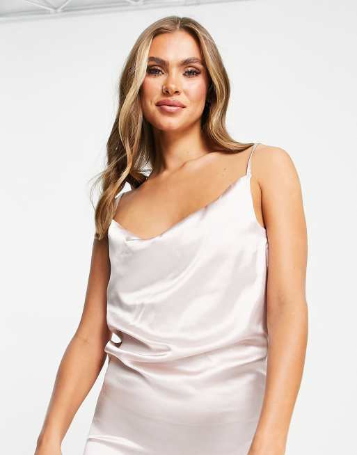 AX Paris – Hochzeitsgast – Trägerkleid aus Satin in Champagner, 4 von 4