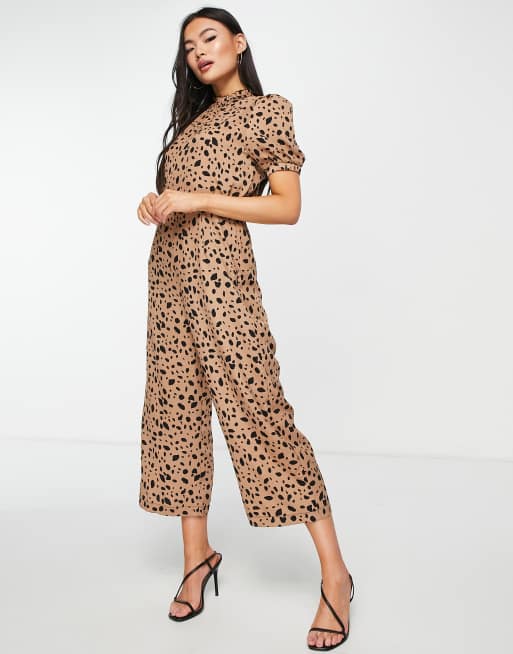 AX Paris - Hoogsluitende jumpsuit in mokka