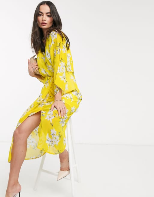 Yellow hot sale kimono dress