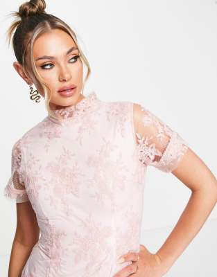 AX Paris lace bodycon dress in dusky pink ASOS