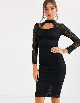 asos lace black dress