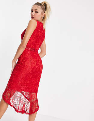 red lace peplum dress