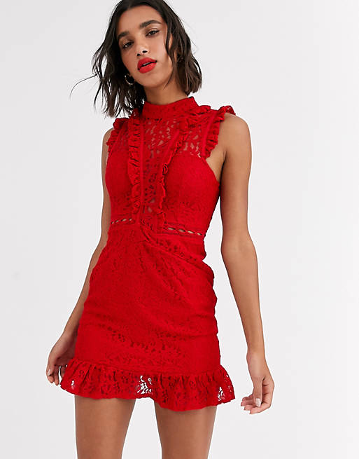 AX Paris lace ruffle mini dress | ASOS