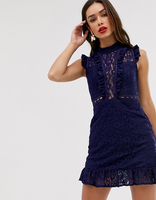 AX Paris lace ruffle shoulder dress