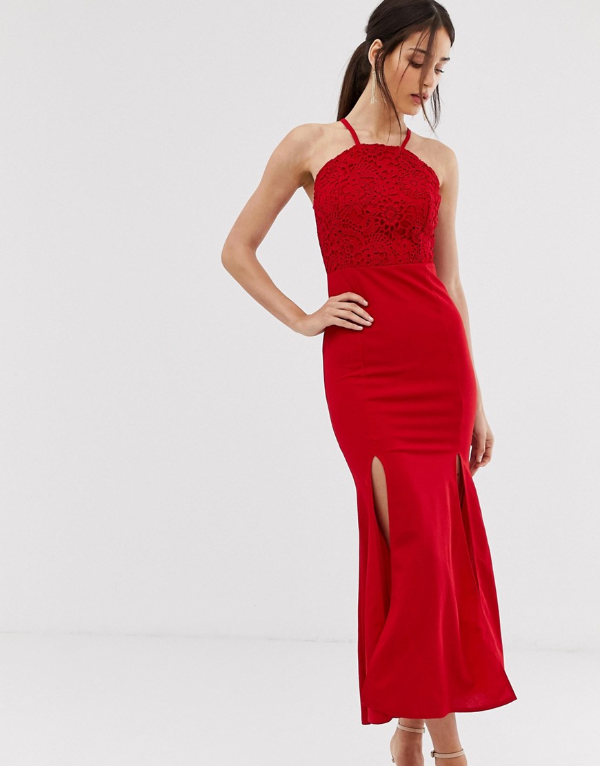 AX Paris lace top maxi dress-Red