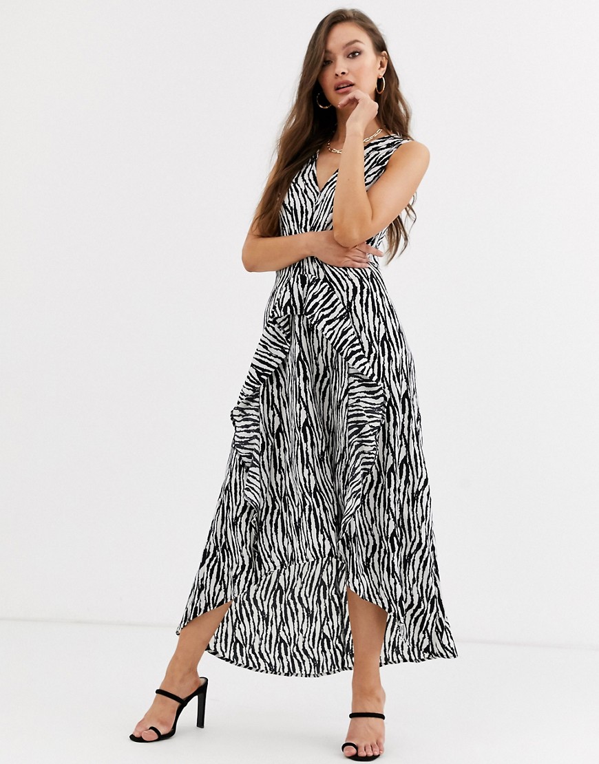 AX Paris - Lange jurk met zebraprint-Crème