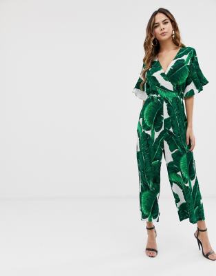 ax paris leaf print jumpsuit