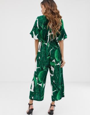 ax paris leaf print jumpsuit