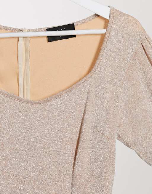 AX Paris – Ljusrosa miniklänning med puffärm och metallic-finish, 4 av 4