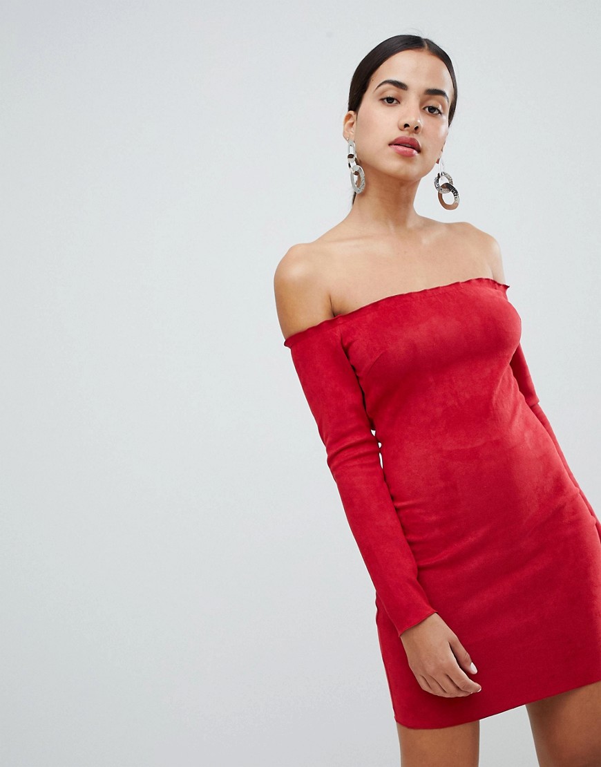 AX Paris Long Sleeve Bodycon Dress-Red