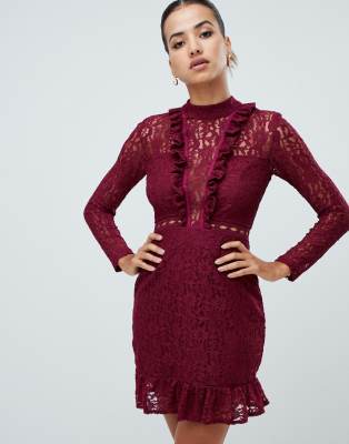 long sleeve lace skater dress