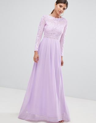 lilac gown with sleeves