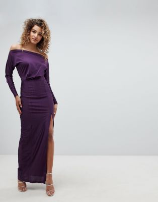 plum long sleeve maxi dress