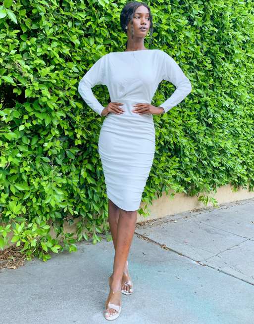 White long sleeve store midi dress