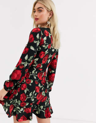 rose long sleeve dress