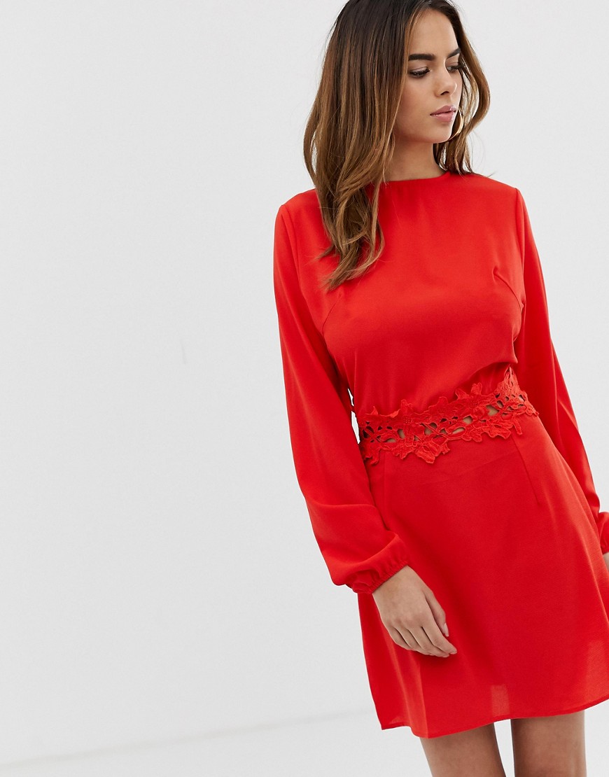 AX Paris long sleeve mini dress-Red