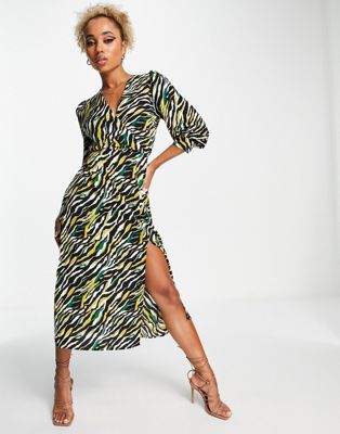AX Paris long sleeve wrap midi dress in zebra - ASOS Price Checker
