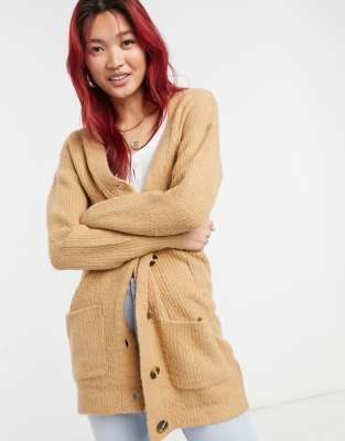 longline cardigan camel
