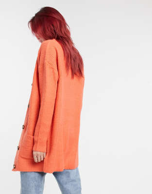 orange longline cardigan