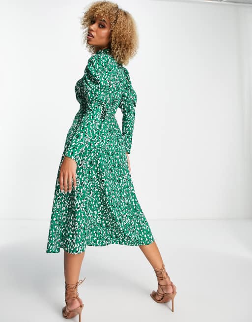 Green leopard cheap print dress asos