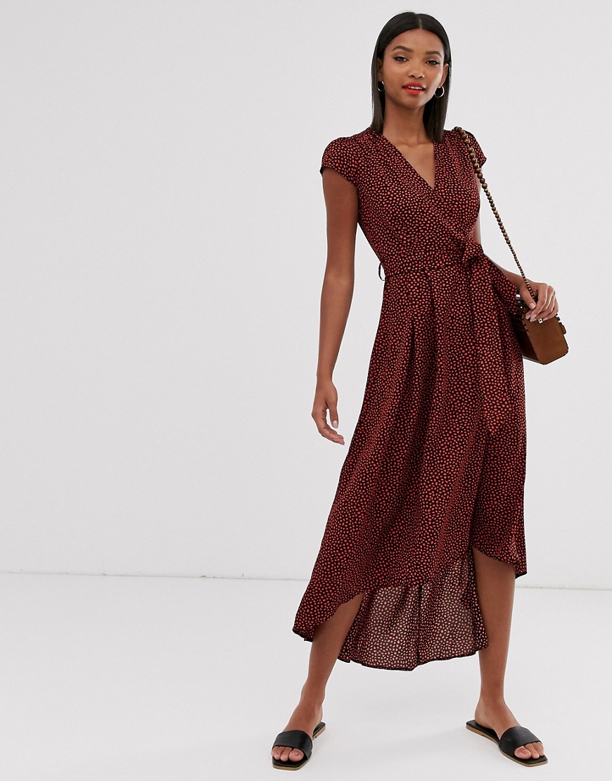 AX Paris - Midi-jurk met overslag en print-Multi
