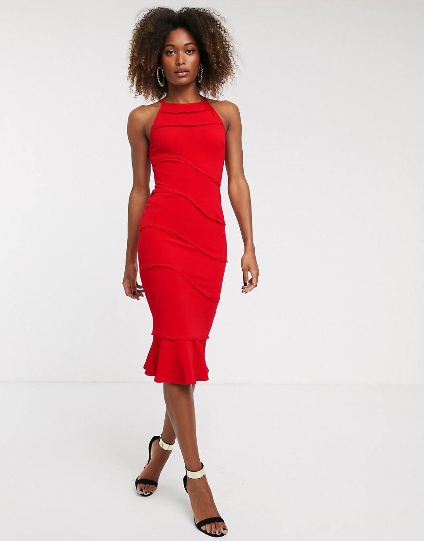 AX Paris - Midi-jurk met textuur-Rood