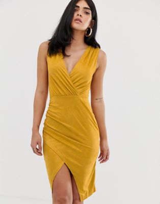 ax paris yellow wrap dress