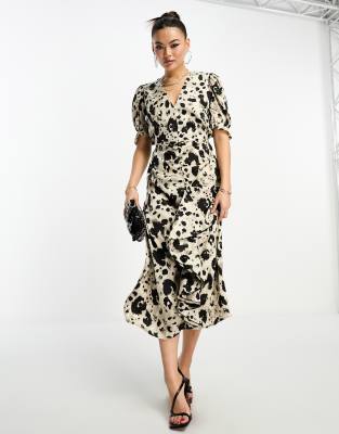 AX Paris - Midikleid mit Animal-Print-Schwarz