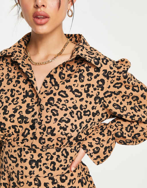 AX Paris mini shirt dress in leopard ASOS