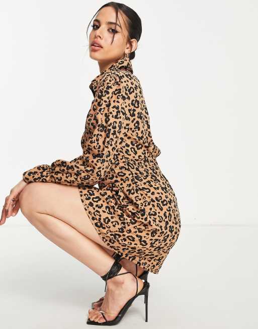 AX Paris mini shirt dress in leopard | ASOS