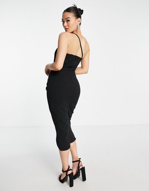 Black Strappy Ruched Bodycon Dress – AX Paris