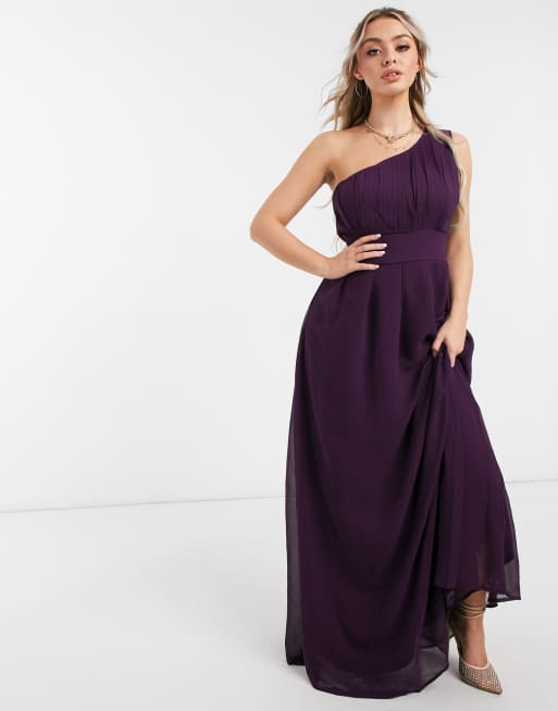 AX Paris one shoulder maxi dress in plum