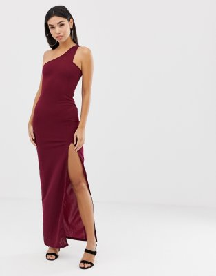 one shoulder split maxi dress