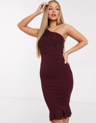 plum one shoulder dress