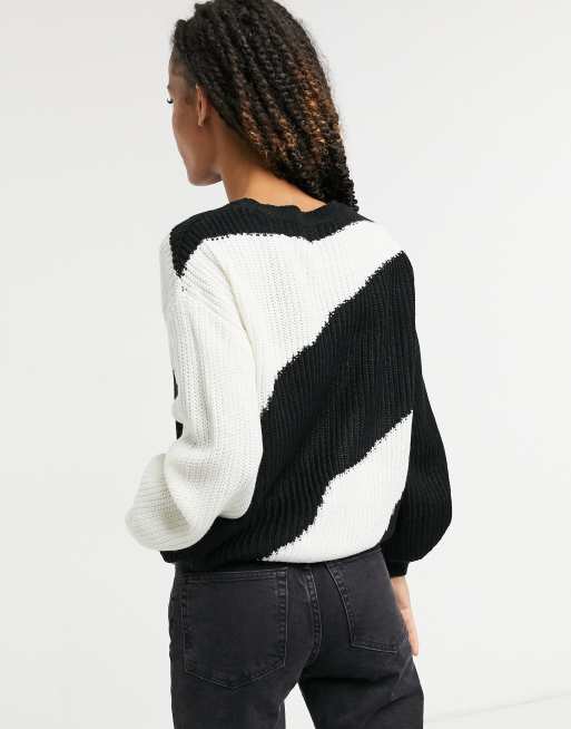 Black and shop white block jumper