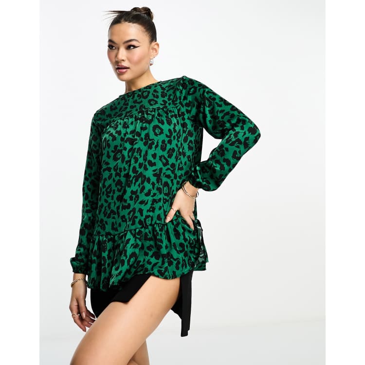 Ax paris green shop leopard print dress