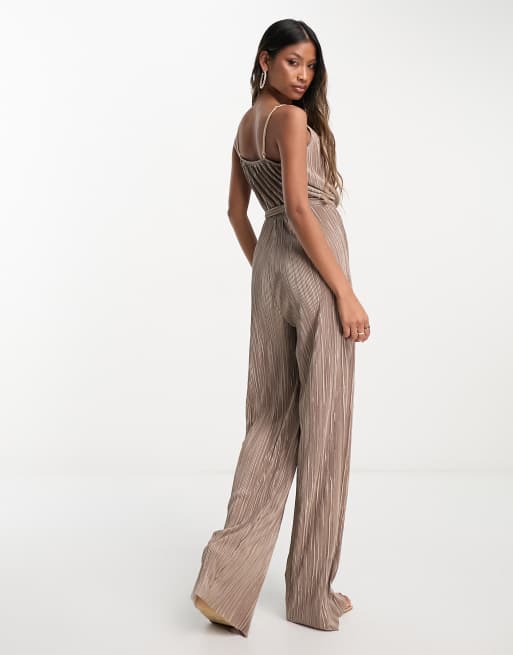 BOSS - Sleeveless V-neck jumpsuit with plissé pleats