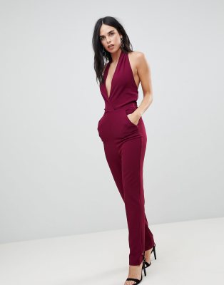 plunge front jumpsuit